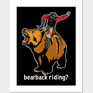 Funny Cowboy Bearback Riding Mashup Posters and Art